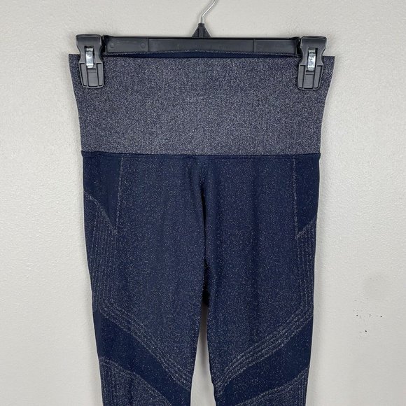 Athleta Twilight 2.0 Tight Leggings Womens S Navy Blue Metallic Glitter Sparkle - Picture 7 of 7